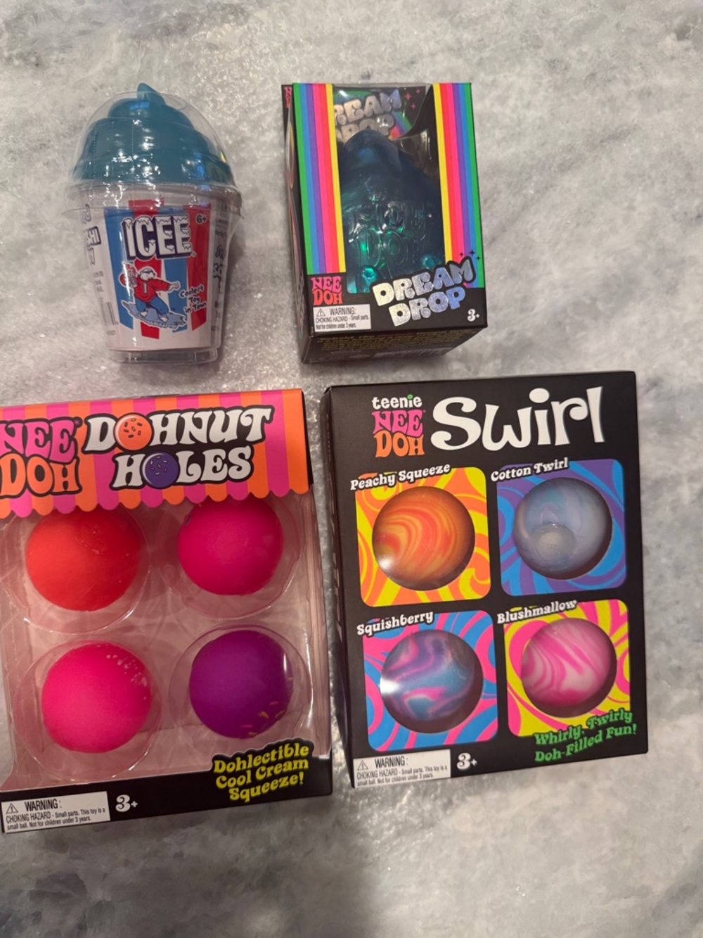 Donut Holes & Swirl Sensory Squeeze Toy Set — Pink & Red